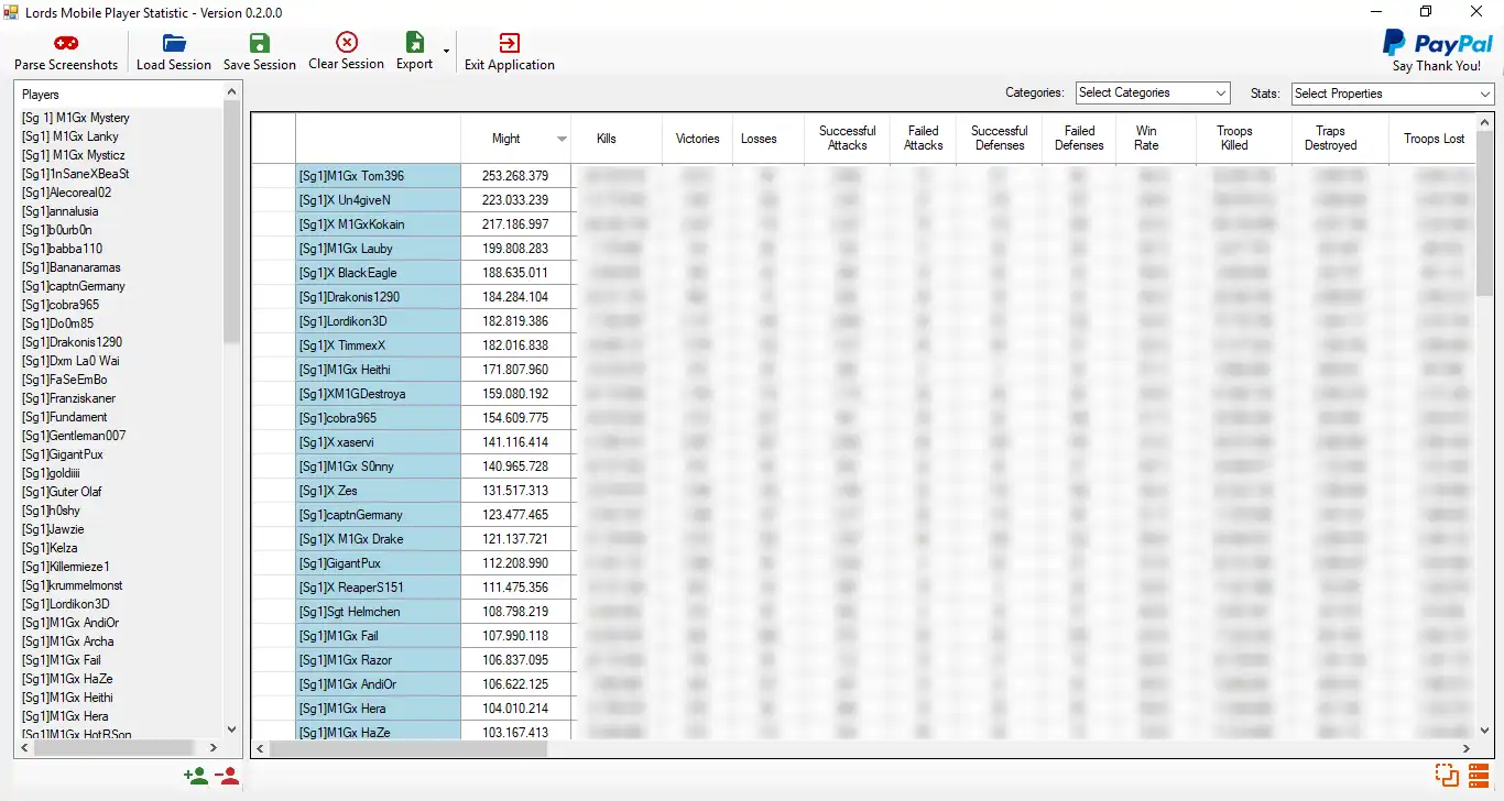 Download web tool or web app Lords Mobile Player Statistics