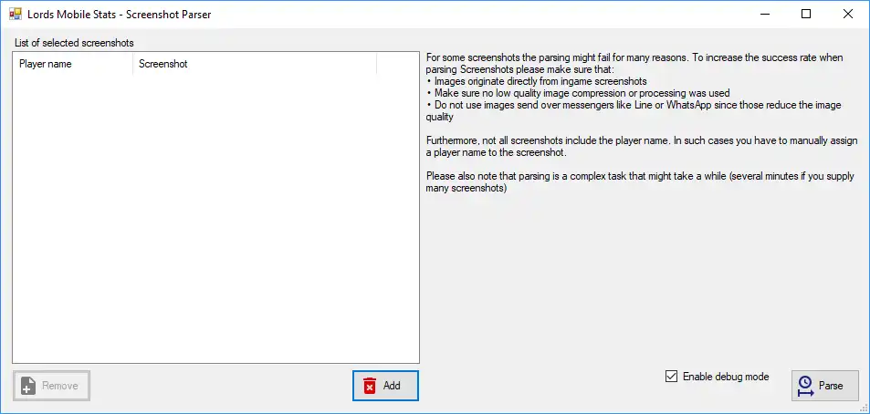 Download web tool or web app Lords Mobile Player Statistics