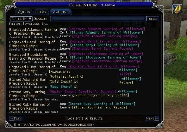 Download web tool or web app LOTRO Compendium to run in Linux online