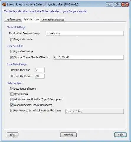 Download web tool or web app LotusNotes-Google Calendar Synchronizer