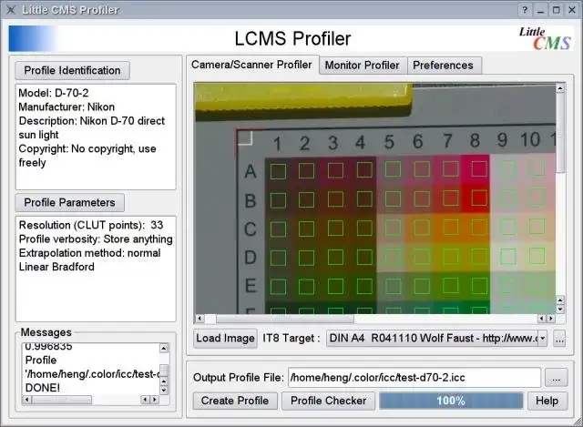 Mag-download ng web tool o web app LPof open source ICC profiler