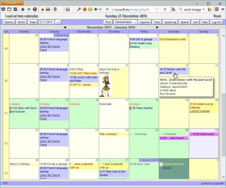 قم بتنزيل أداة الويب أو تطبيق الويب LuxCal Web Based Event Calendar
