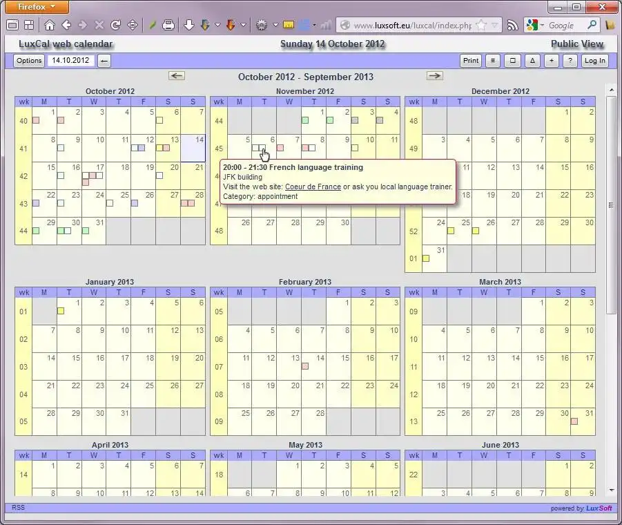 قم بتنزيل أداة الويب أو تطبيق الويب LuxCal Web Based Event Calendar