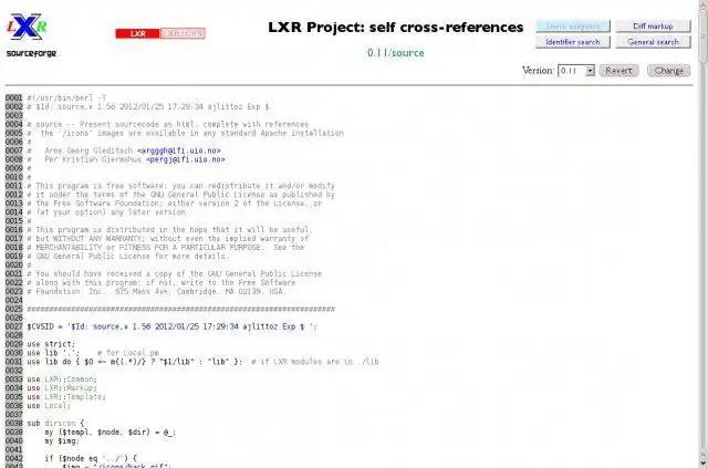 הורד כלי אינטרנט או אפליקציית אינטרנט LXR Cross Referencer