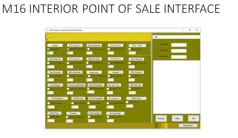 Download web tool or web app M16 Interior- Point of sale