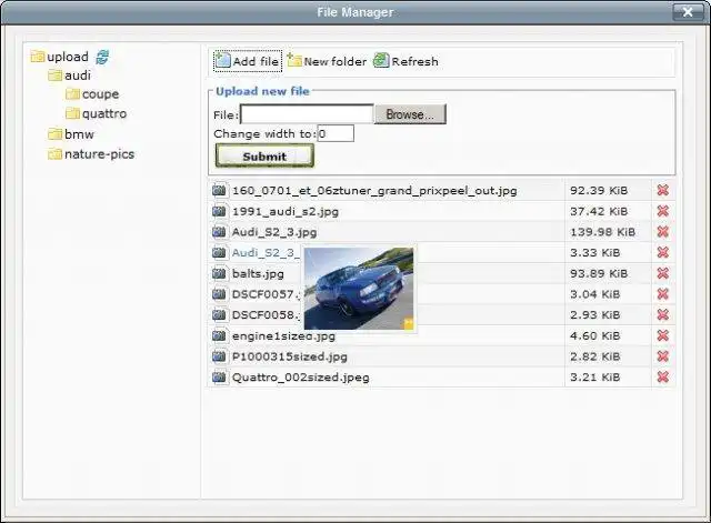 Mag-download ng web tool o web app Mad File Manager para sa TinyMCE