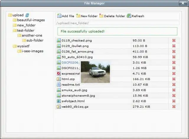 Mag-download ng web tool o web app Mad File Manager para sa TinyMCE