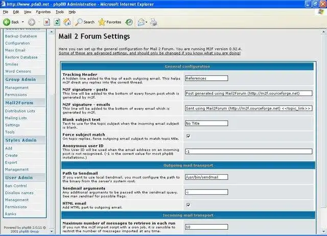 Download web tool or web app mail2forum