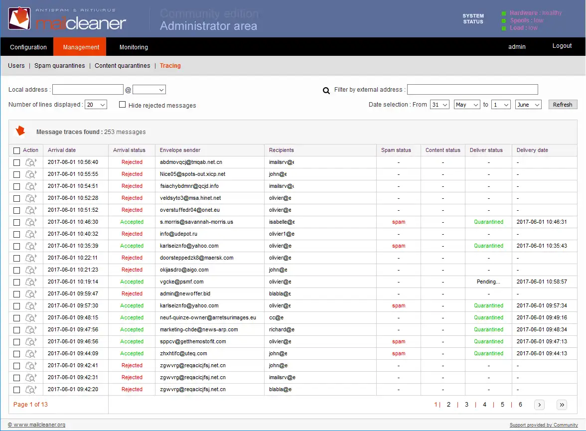 Muat turun alat web atau aplikasi web MailCleaner