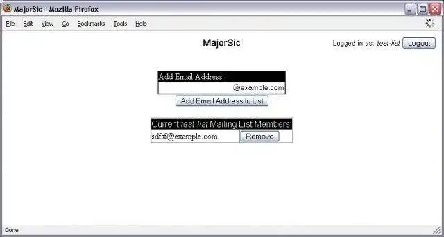 Download web tool or web app MajorSic - Majordomo List Administrator