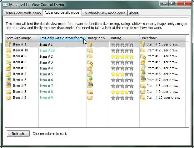 Descargue la herramienta web o la aplicación web Managed ListView Control