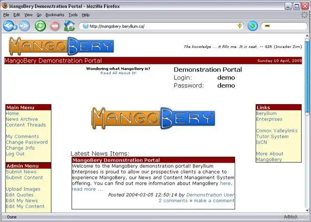 Download web tool or web app MangoBery Content Management System to run in Linux online