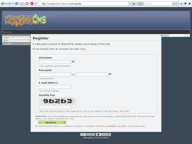 Mag-download ng web tool o web app na MaNGOSCMS