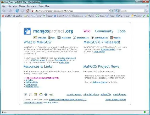Download web tool or web app MaNGOS
