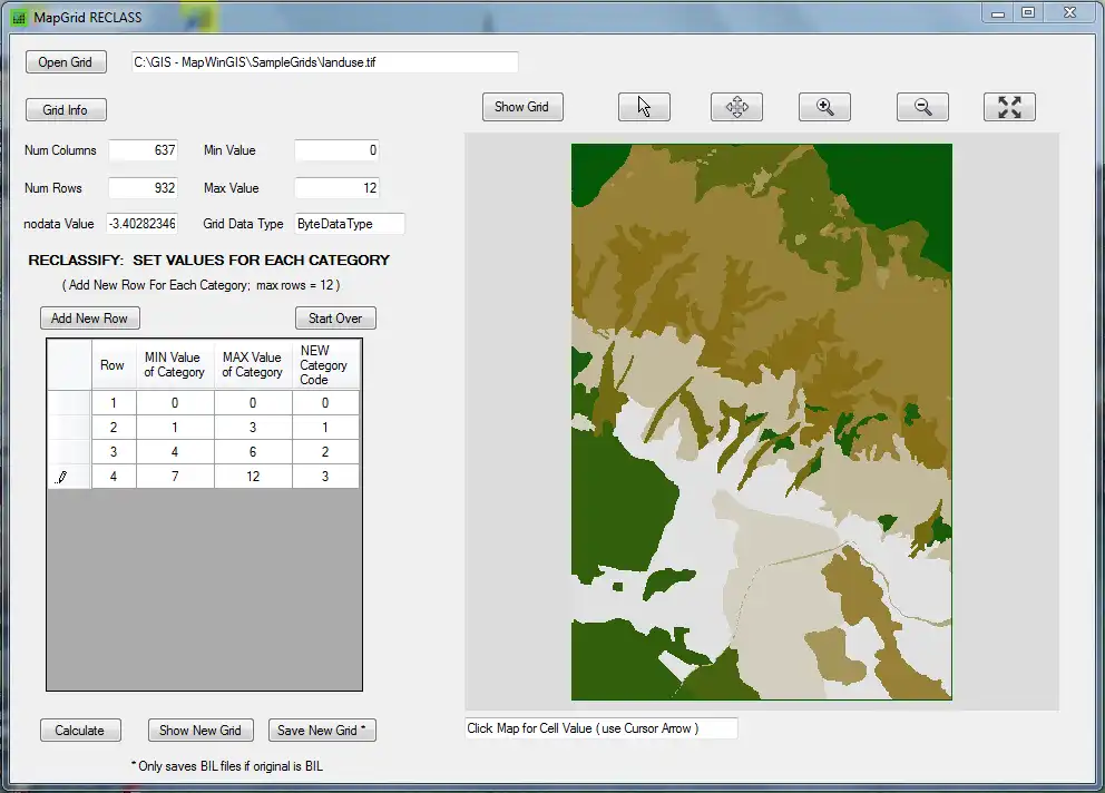 웹 도구 또는 웹 앱 MapGridReclass를 다운로드하여 Linux 온라인을 통해 Windows 온라인에서 실행