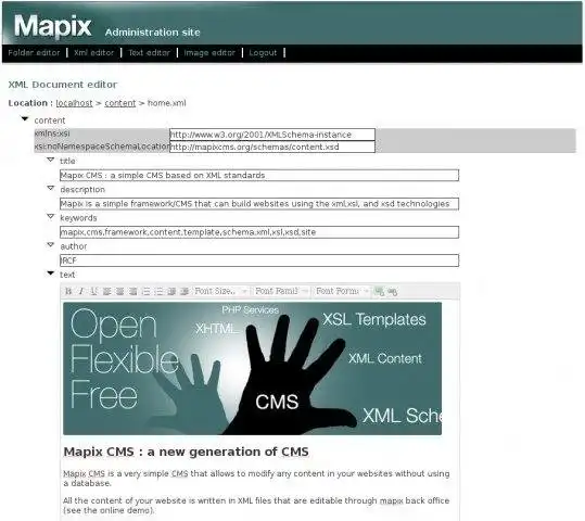 قم بتنزيل أداة الويب أو تطبيق الويب Mapix CMS