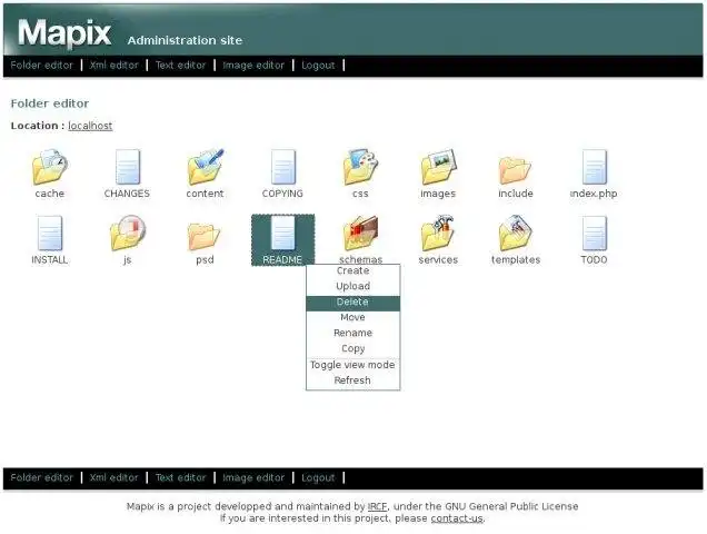 قم بتنزيل أداة الويب أو تطبيق الويب Mapix CMS