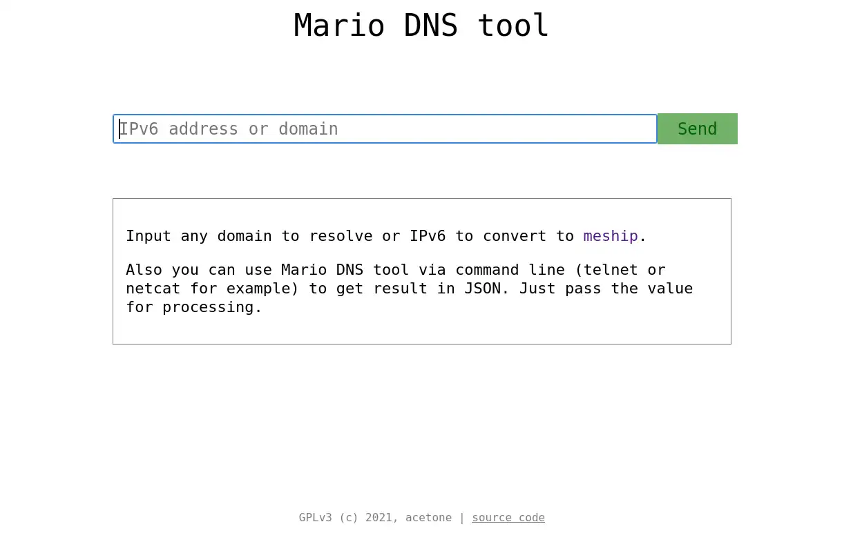 Download web tool or web app Mario DNS tool