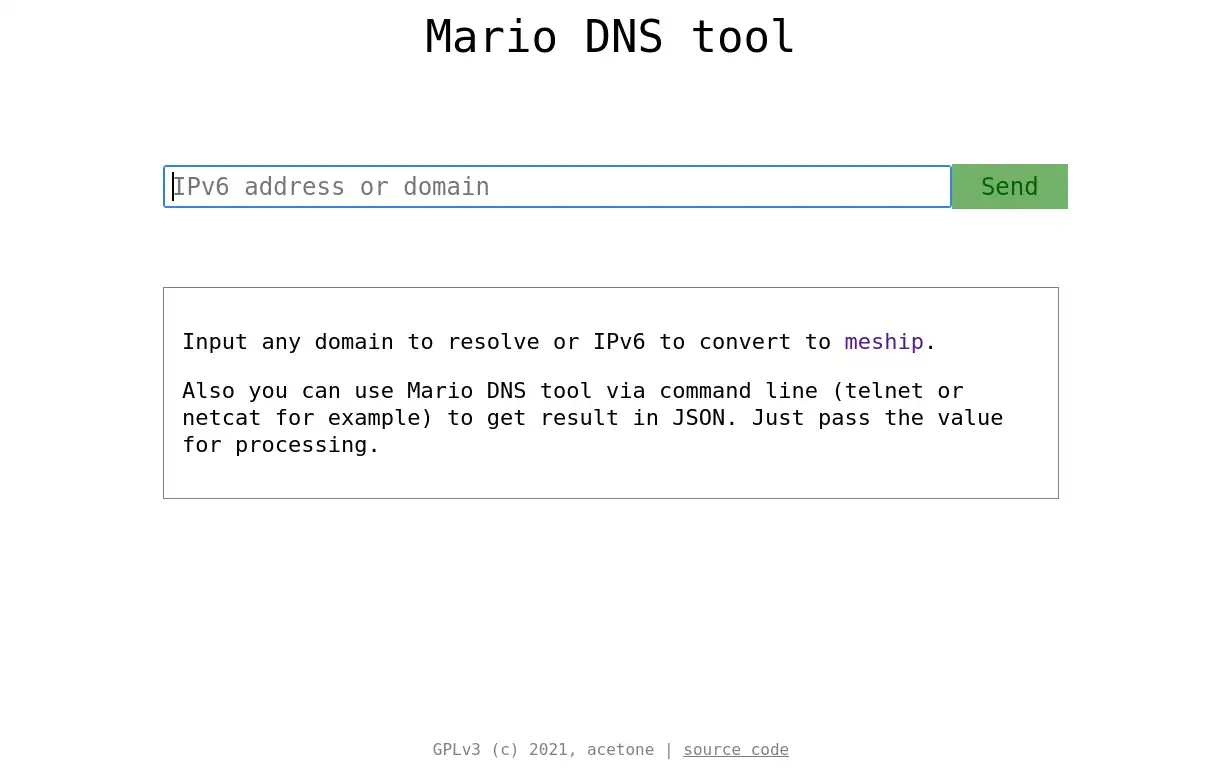 Pobierz narzędzie internetowe lub aplikację internetową Mario DNS tool