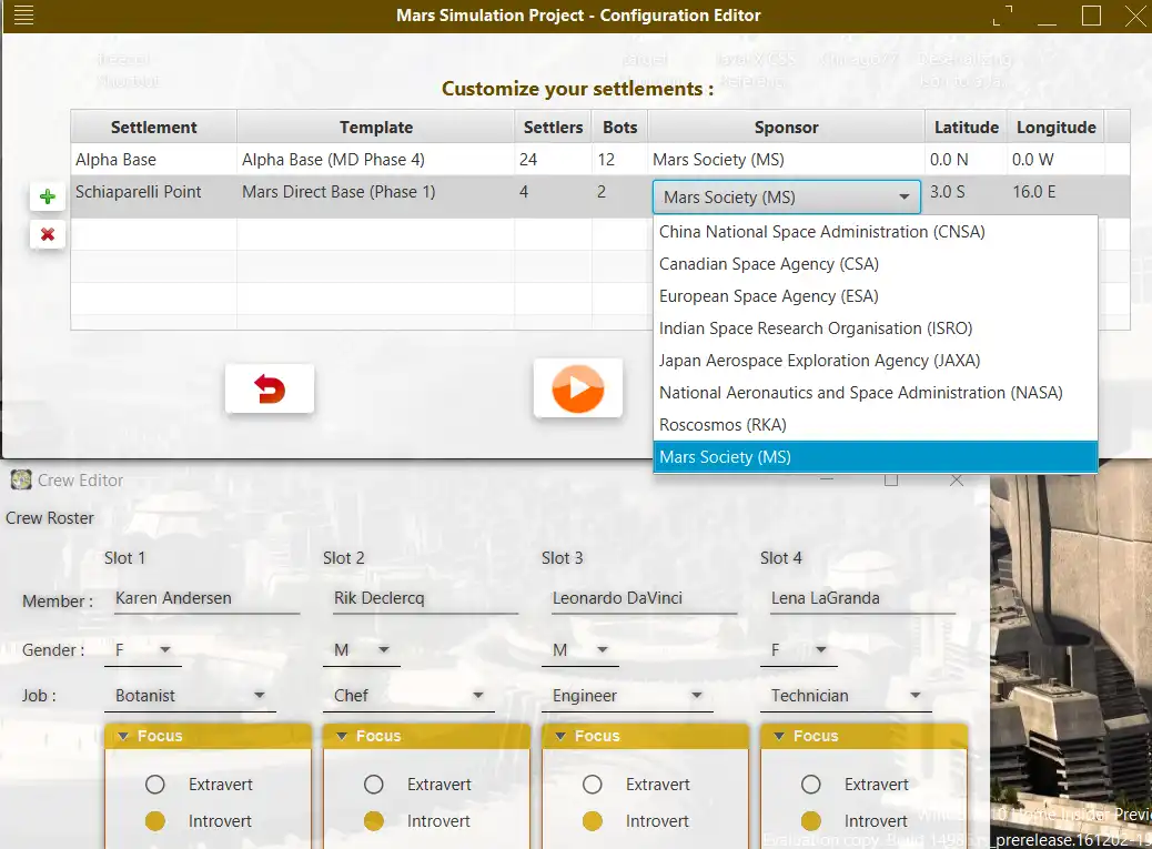 Download web tool or web app Mars Simulation Project