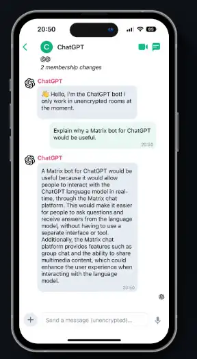 Muat turun alat web atau aplikasi web Matrix ChatGPT Bot