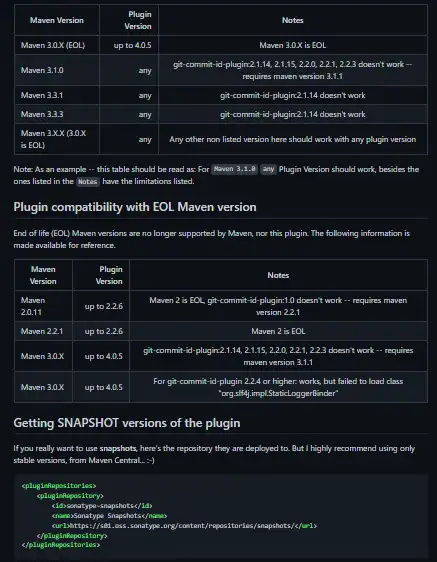 웹 도구 또는 웹 앱 maven git commit id 플러그인 다운로드