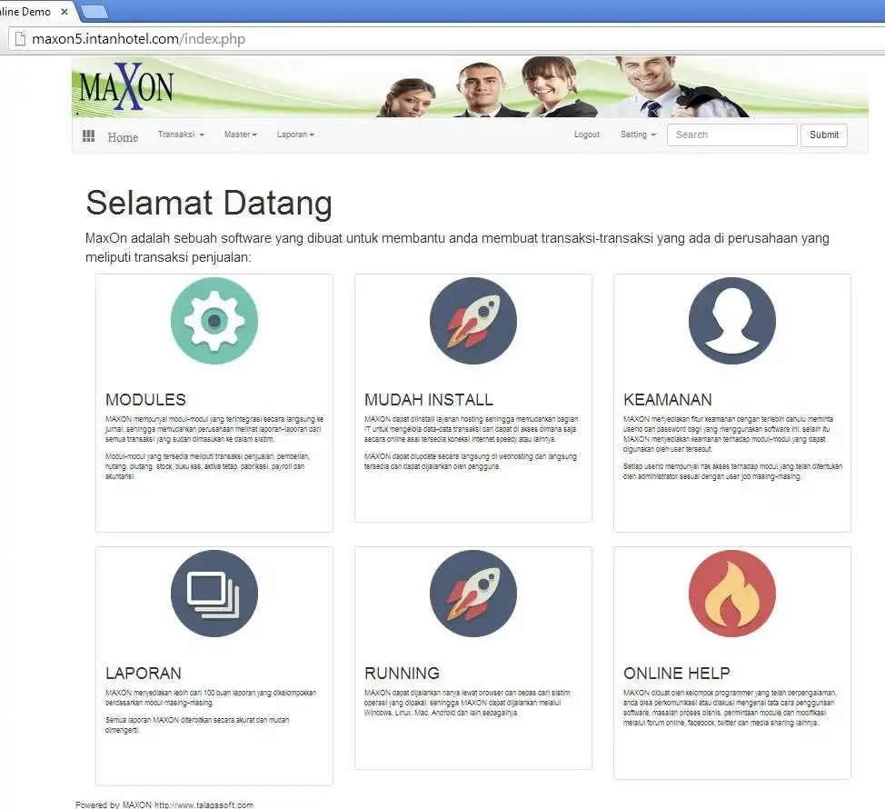 Muat turun alat web atau aplikasi web Perisian Perakaunan MaxOn