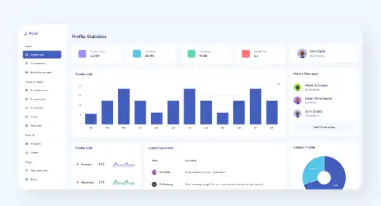 Загрузите веб-инструмент или веб-приложение Mazer Dashboard