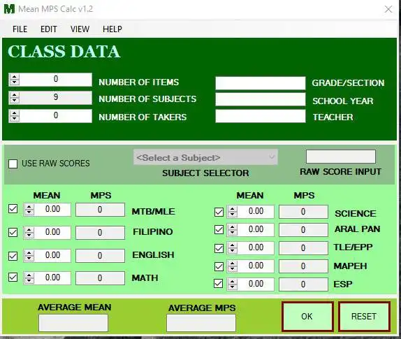 Download web tool or web app Mean and MPS Calc