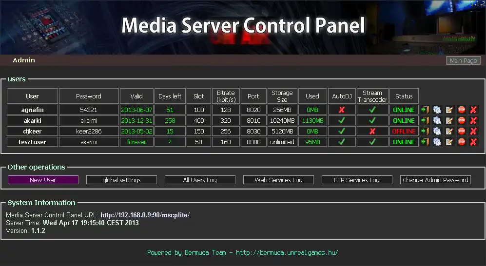 下载 Web 工具或 Web 应用程序媒体服务器控制面板