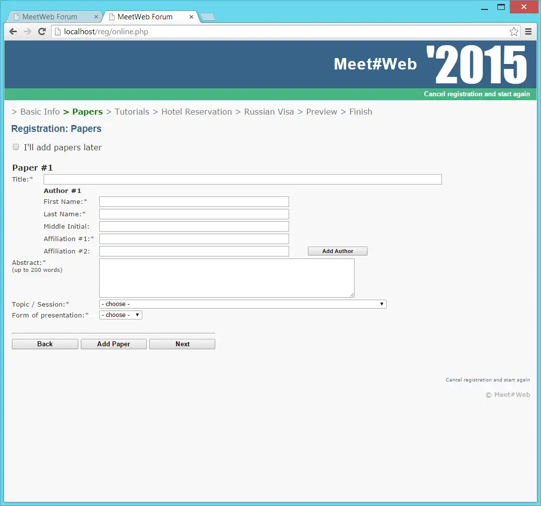 Download web tool or web app Meet#Web - Portal for Meeting Organizers