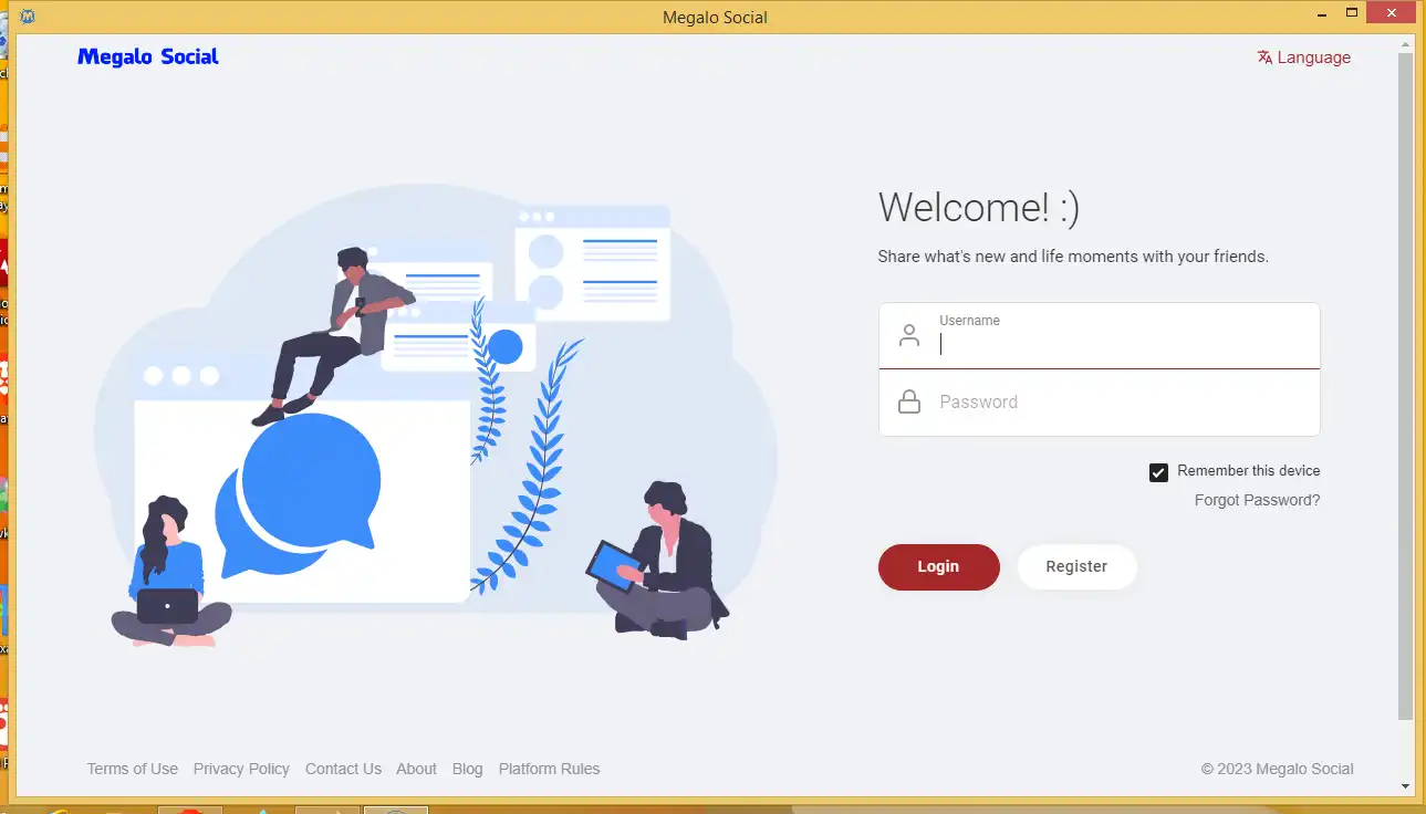 قم بتنزيل أداة الويب أو تطبيق الويب Megalo Social Desktop