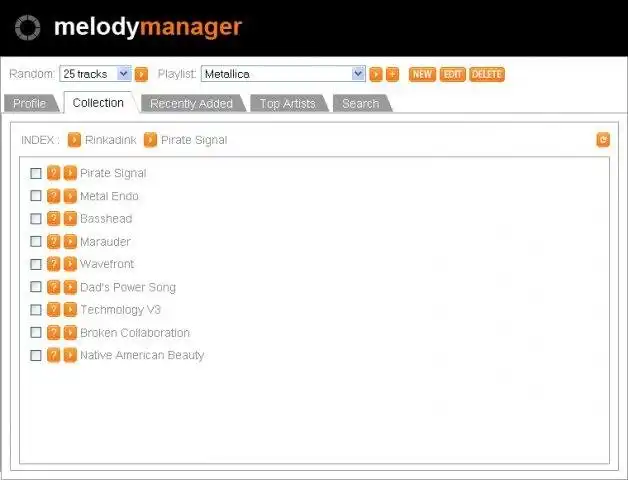 Загрузите веб-инструмент или веб-приложение Melody Manager