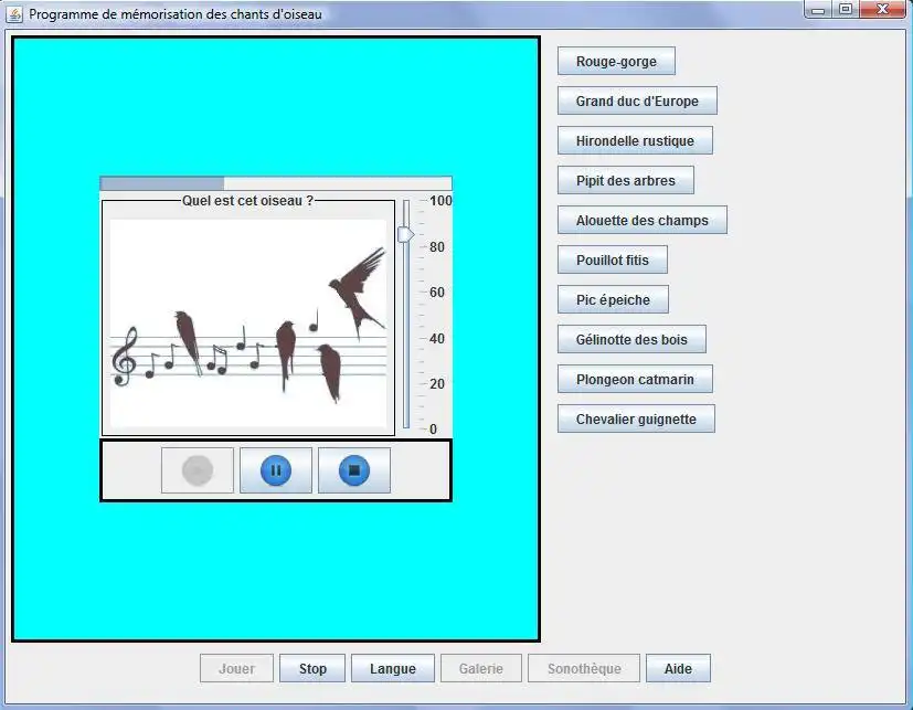 Download web tool or web app MemoryChantsOiseau to run in Windows online over Linux online