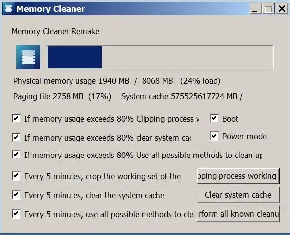 Download web tool or web app Memory Cleaner