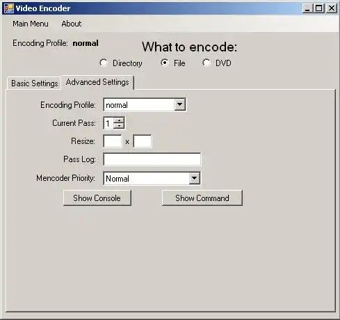 Download web tool or web app MencoderGUI