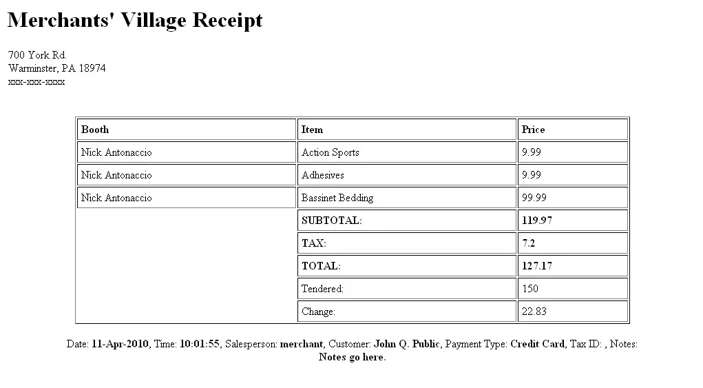 Download web tool or web app Merchants Village Consignment POS