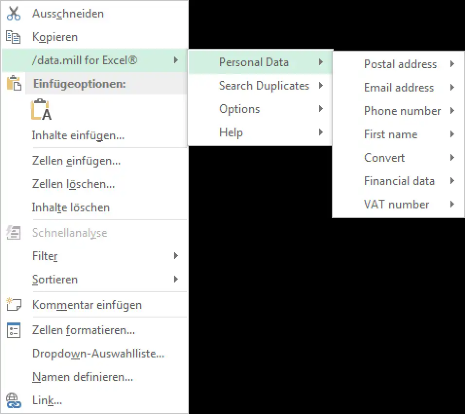 Download web tool or web app METHIS /data.mill for Excel®