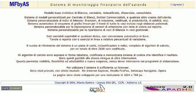 Download web tool or web app MFbyAS - Monitoraggio Finanziario