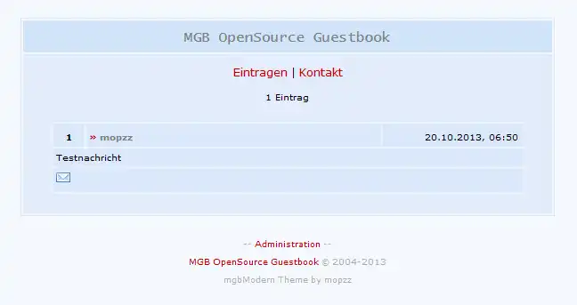 Download web tool or web app MGB OpenSource Guestbook