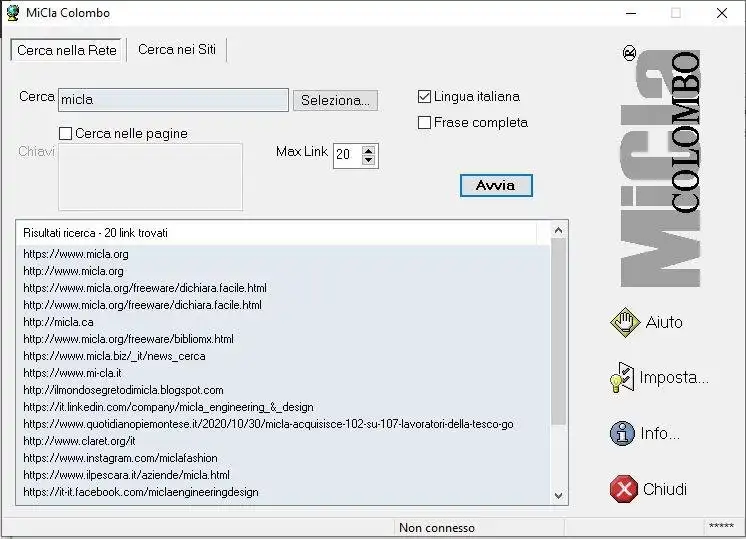 Download webtool of webapp MiCla Colombo