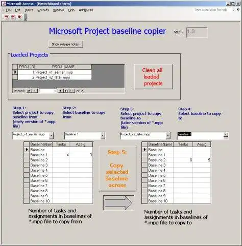 Download web tool or web app Microsoft Project Baseline Copier