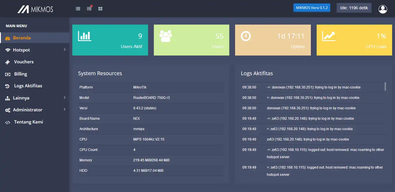 Download web tool or web app MIKMOS - Mikrotik Monitoring System