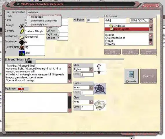 Laden Sie das Web-Tool oder die Web-App Mindscape Rpg Tools herunter, um es unter Windows online über Linux online auszuführen