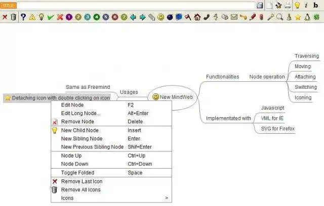 Mag-download ng web tool o web app na MindWeb para tumakbo sa Linux online