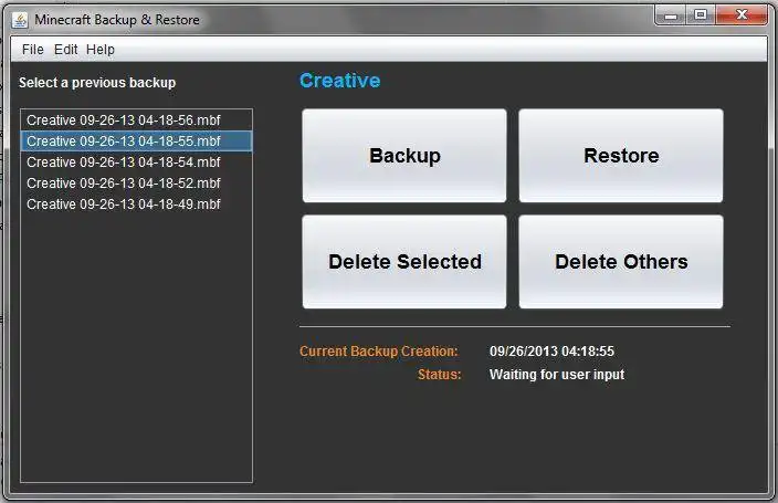 Download web tool or web app Minecraft Application Backup Utility to run in Windows online over Linux online