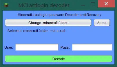 Descărcați instrumentul web sau aplicația web Minecraft decodor/recuperare ultima autentificare pentru a rula în Windows online prin Linux online