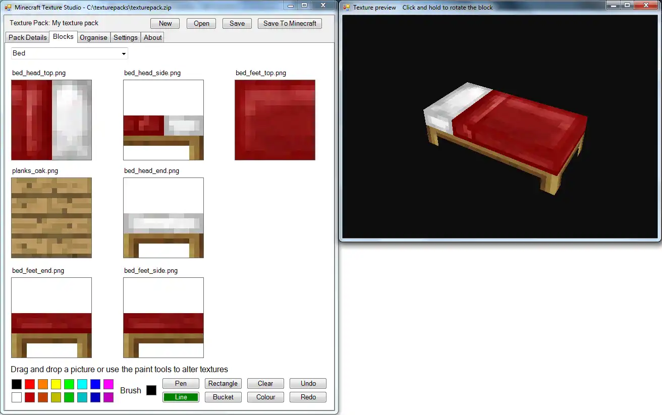 Download de webtool of webapp Minecraft Texture Studio om online in Windows via Linux online te draaien