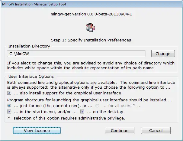 ดาวน์โหลดเครื่องมือเว็บหรือเว็บแอป MinGW - Minimalist GNU สำหรับ Windows