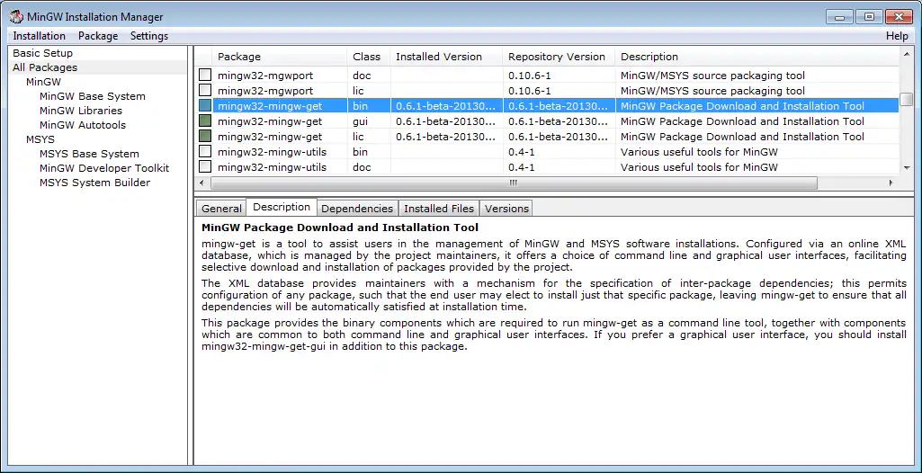 下载网络工具或网络应用 MinGW - Minimalist GNU for Windows